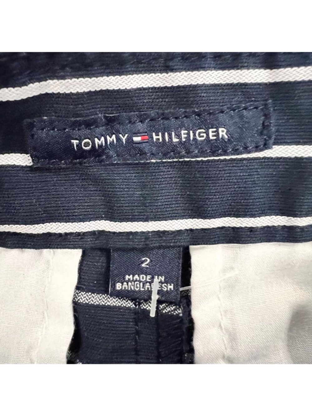 Tommy Hilfiger Striped Sailor Short Navy/White Womens Buttons Size 2 - Picture 6 of 7